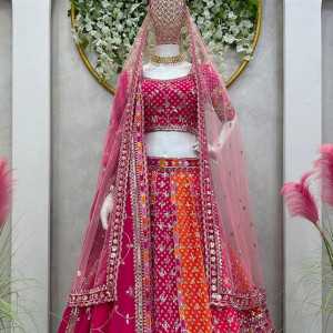 Womens Net Semi Stitched Lehenga choli