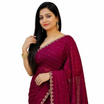 Women's Chiffon Saree with Blouse Piece for Traditional Ethnic Wear Sari