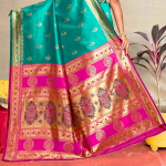 Women's Pure Kanjivaram Silk Saree Soft Paithani Wedding Sarees With Blouse Piece