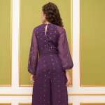 Women's Long Sleeves V-Neck Self Design Jumpsuit |Stylish | Casual